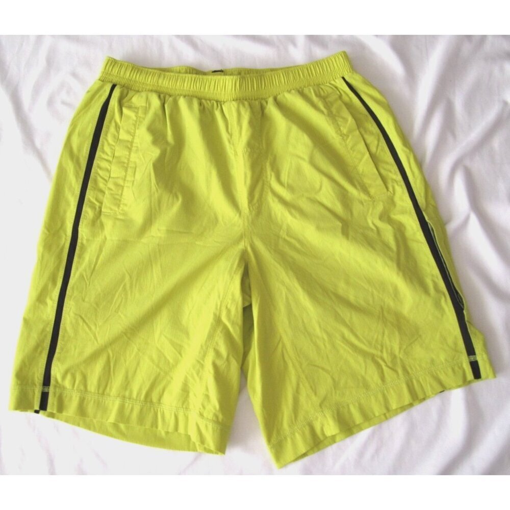 Men Lululemon Pace Braker Neon Green Lined Shorts Sz M (MP426)